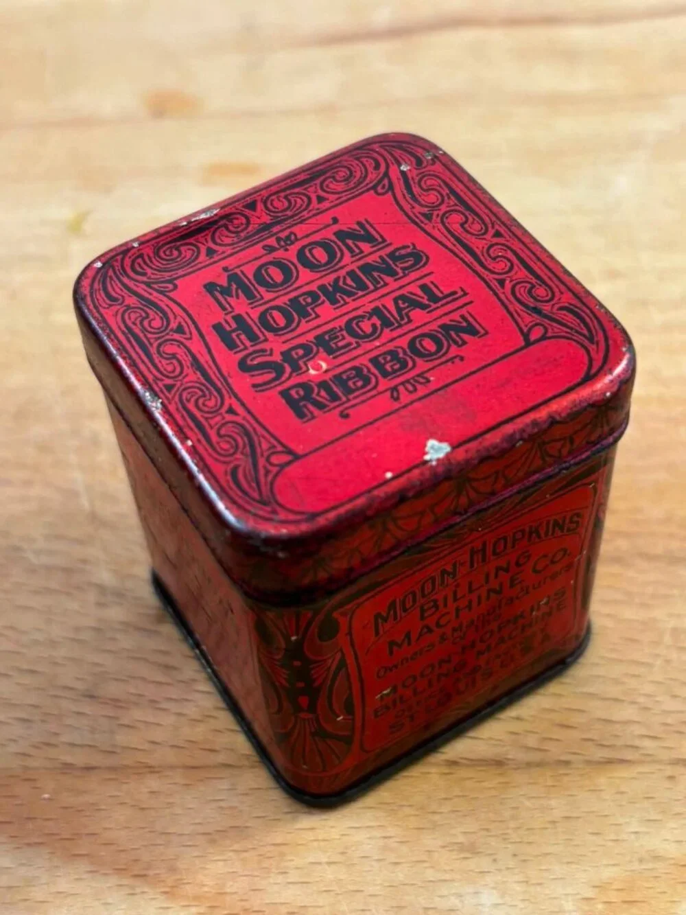 Antique Moon-Hopkins Billing Machine Ribbon Tin | c.1910s St. Louis Office Adver - Picture 8 of 8